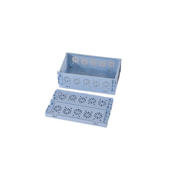 Storage Basket Foldable with Handle Ventilated Hollow Design Organizer Portable Stackable Large Opening Organizer for Home Bathroom Kitchen