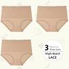 High Waist Women's Panties Lace Women's Large Size Panties Solid Color High-waisted Triangle Pants Underwear Briefs