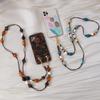 New Phone Accessory Cellphone Chain Anti Lost Universal Brown Beaded Cute Shoulder Neck Crossbody Phone Strap Case Holder Chains