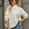 Sweater Women's Solid Color Knitted Large Size Loose Half Turtleneck Top