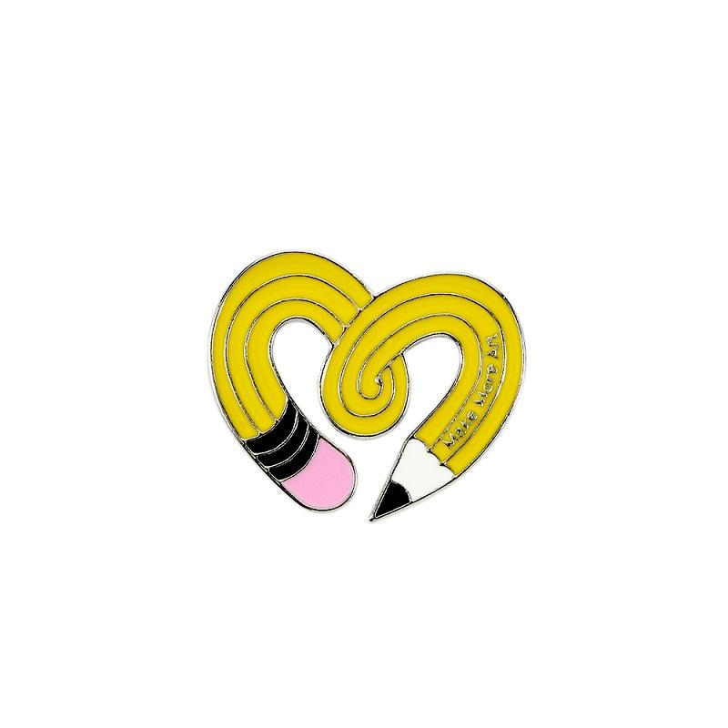 Cartoon Art Pencil Brooches Creative Heart Shape Enamel Pins Gifts for Artist Friends Metal Custom Jewelry Backpack Denim Badges