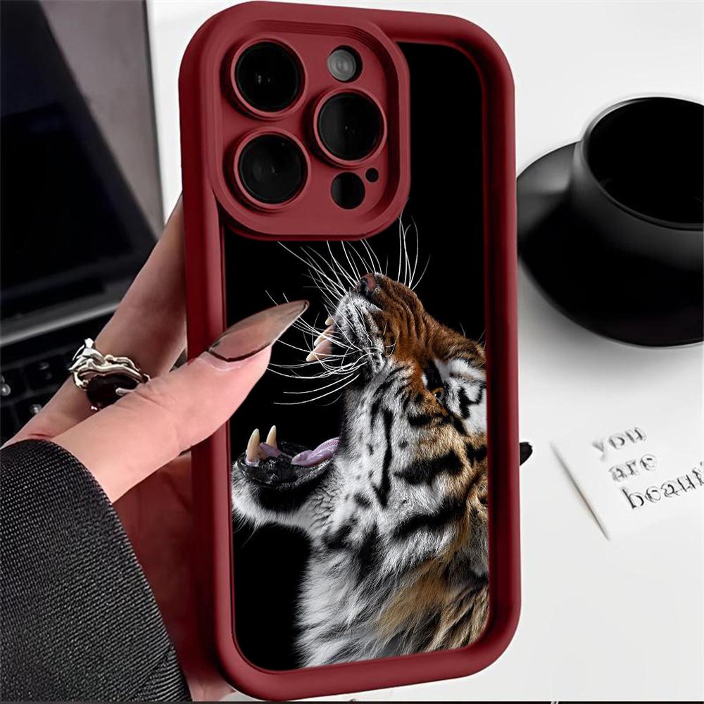 LZ30 Tiger Lion Cat Silicone Phone Case for iPhone 11 13 14 15 16 Pro Max 7 8 16 Plus 12 Mini XS Max XR Shockproof Back Cover