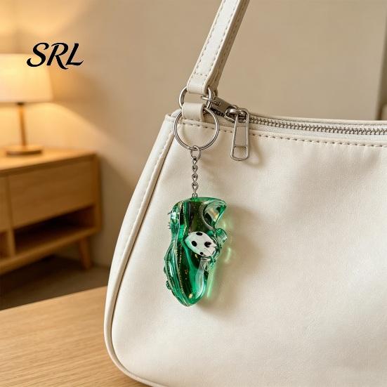 Sports-themed Keychain 2Pcs Pendant, Acrylic Football Boot Design with Glitter Quicksand Durable Oil Flowing Stars, Transparent Material Stress Relief