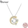 BAMOER из стерлингового серебра 925 пробы, золотой кулон с метеоритом, ожерелье с луной и звездой, цепочка на шею для женщин, подарок на день рождения, ювелирные изделия