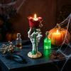 Skeleton Hand Candle Holder Halloween Rose Holder Gothic Resin Decorative Ornament Lifelike Decor for Home Table Decor Dark Style Romantic
