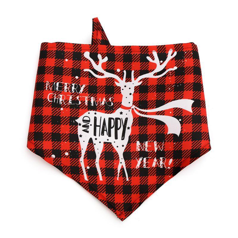 Cross-Border Christmas Pet Scarf: Triangle Bib with Deer & Snowman Print