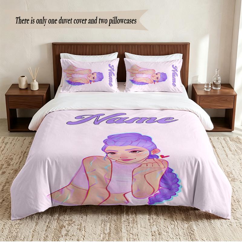 rumi Personalized Custom Name 3‑Piece Bedding Set Soft Duvet Cover Set For Bedroom Home Decor