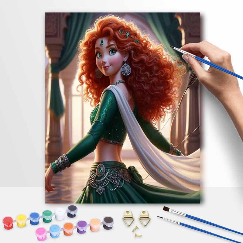 Disney DIY Painting Kit Princess Merida Classic Style Home Decor Craft Gift Idea Art Paint Wall Picture Canvas Paint by Number Set Wall Art