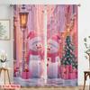 2pcs,2D plane printing Curtains Digital Printed Cute Snowmen Christmas Tree Gifts (2) Polyester Fabric (without rod) Festive for