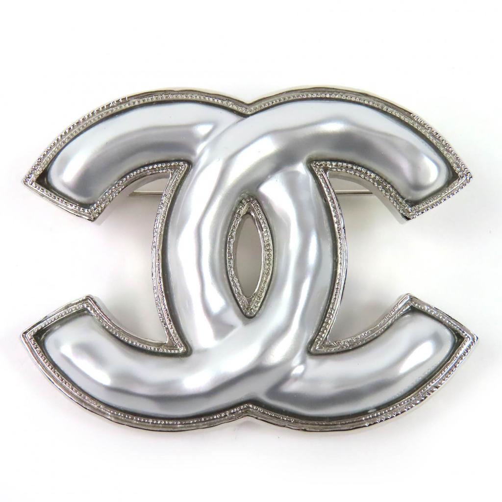 Отличная Брошь CHANEL Знак COCO Серебристая Женская B25C Б/у