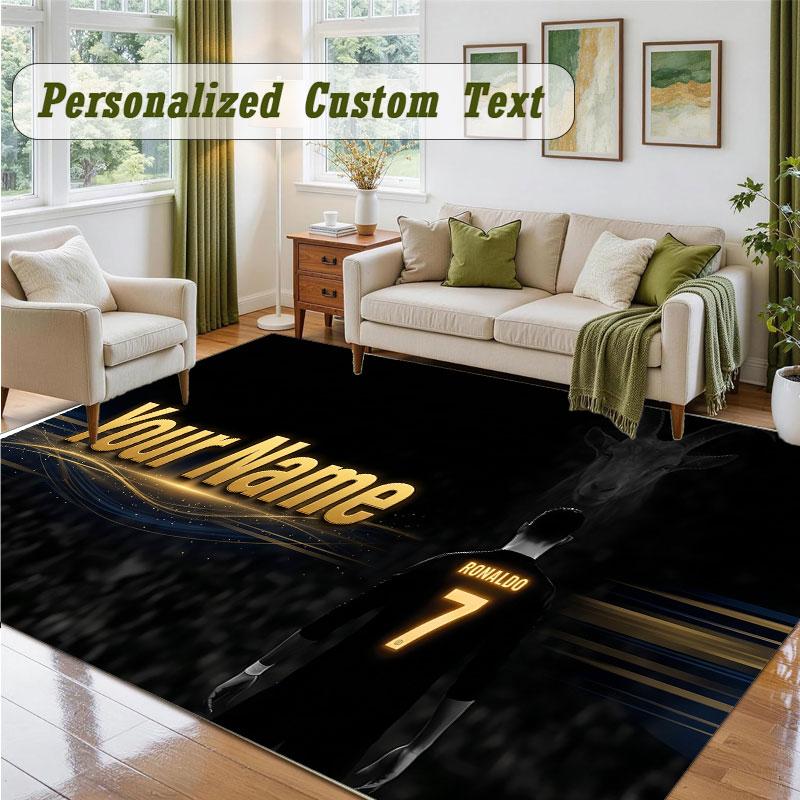 Crystal Velvet Square Rug Custom NameCristiano Ronaldo Pattern Non Slip Home Floor Decor Rug