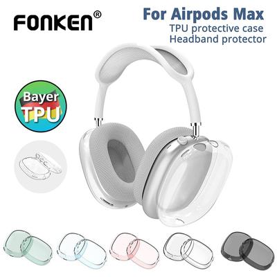 FONKEN 2 шт./компл., мягкий, против царапин, прозрачный чехол для AirPods Max, ТПУ, беспроводной противоударный чехол для наушников, защитный рукав, протектор