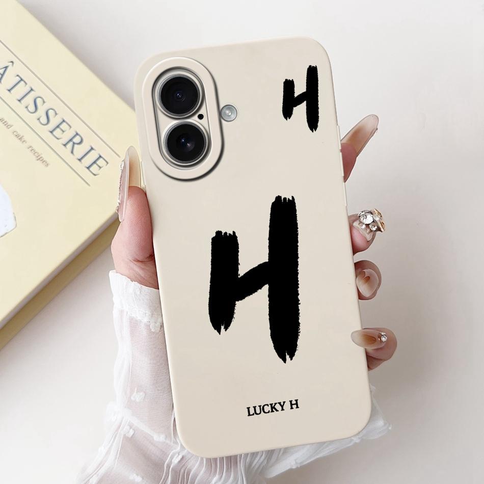 For iPhone 17 17Air Lucky Initial Letter Phone Case For iPhone17 17 Air Soft Silicone Shockproof Cases Bumpers