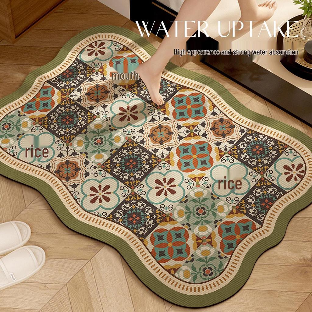 American Retro Diatomaceous Earth Bathroom Floor Mat - Absorbent, Non-Slip, Stain & Wear Resistant, Easy Care for Toilet Entrance