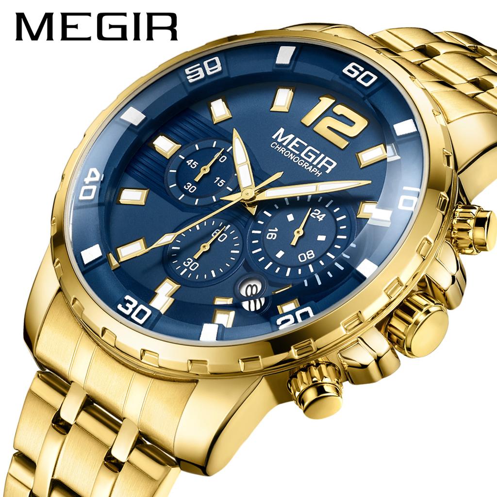 Men's Quartz Watch Business Multifunctional Casual Luxury Waterproof Stainless Steel Calendar Sports Watches for Men