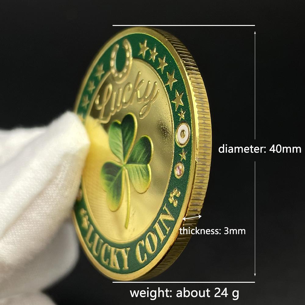 Horseshoe Clover and Elephant Lucky Coin Fortuna in Aeternum 777 Commemorative Coin in Capsule Green Matte Token Collectibles
