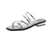 Silvery Women Slipper Woman Summer Flat Heel Roman Shoes Low Heels Sandals Footwear 2024 Women's Gladiator Open Toe Beach Ladies