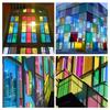 Радужная наклейка на окно, самоклеящаяся виниловая взрывозащищенная солнцезащитная декоративная рама для стеклянных перегородок окон и дверей