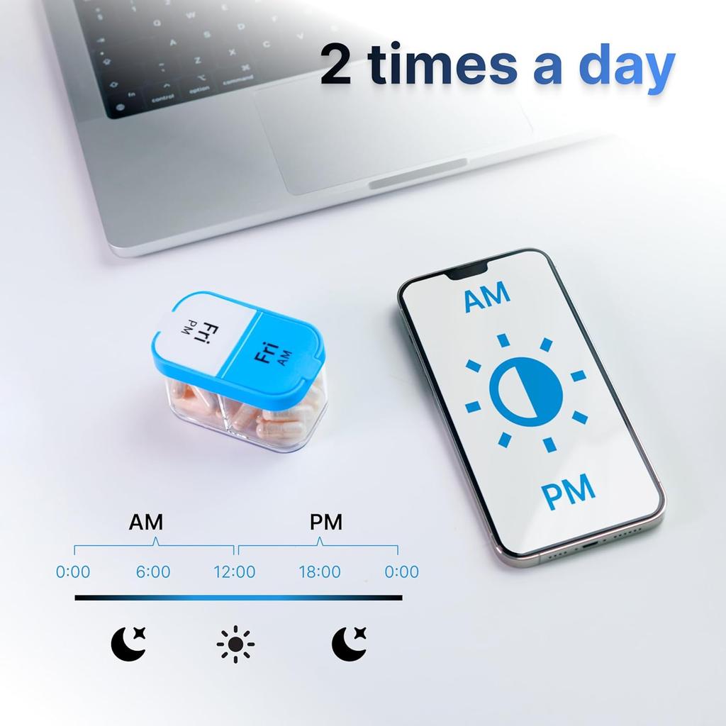 Очень большой еженедельный органайзер для таблеток - XL Daily Pill Box - 7 Day AM PM Pill Box Гигантский контейнер для таблеток на замену Большой контейнер для таблеток (Цвета радуги)