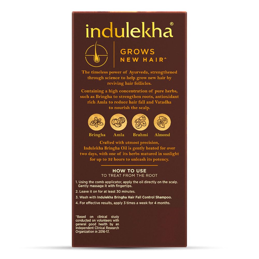 Indulekha Bringha Ayurvedic Hair Oil 100ml Pack for Hair Fall Control with Amla Coconut Oil Comb Applicator