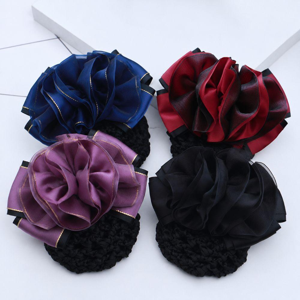 Korean Style Bow Hair Net Spring Clip Crochet Hair Bun Cover New Bun Cover For Work
