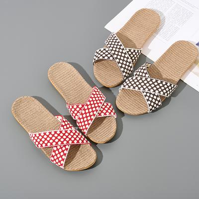 Простые туфли на льняной подошве, повседневные шлепанцы с открытым носком для женщин, удобные домашние тапочки, легкая домашняя обувь