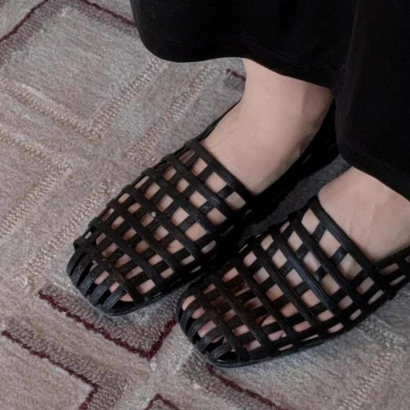 Модный дизайнер Сетчатые полые женские сандалии Мэри Джейн Модные с квадратным носком Женские балетки Новые для прогулок на улице Удобные женские балетки