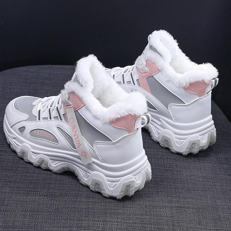 Женская зимняя спортивная обувь. Мягкие повседневные кроссовки на плоской подошве с высоким верхом для осени и зимы.