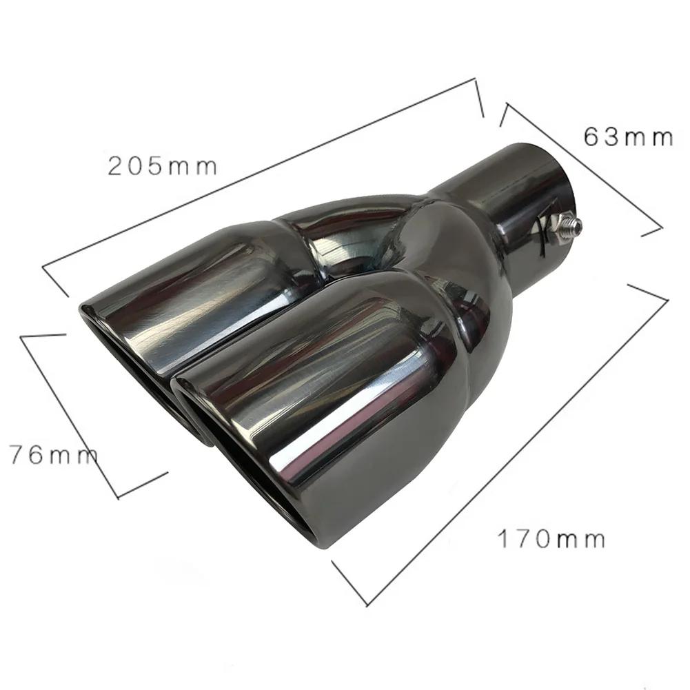 Bolt-on Dual Exhaust Tip Rolled Stainless Steel Square End One Change Two Double Slant Cut Tailpipe Muffler Tip 3 inch Inlet