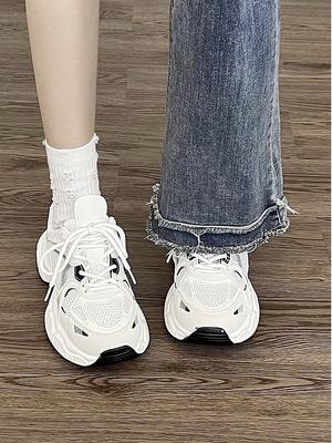 Обувь Pops женская, сотни летних, тонкая сетка, дышащая, повседневная, спортивная обувь женская, обувь с толстой подошвой женская