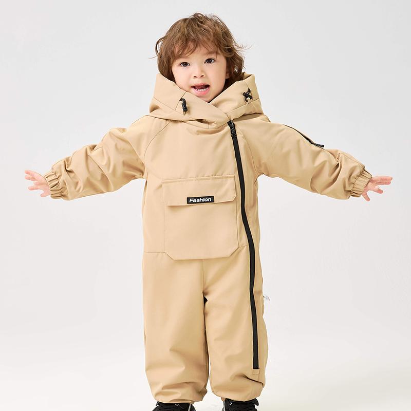 Зимняя детская одежда Теплая флисовая подкладка Мальчики Слитный комбинезон Ветрозащитный Детский лыжный комбинезон Детские комбинезоны для девочек