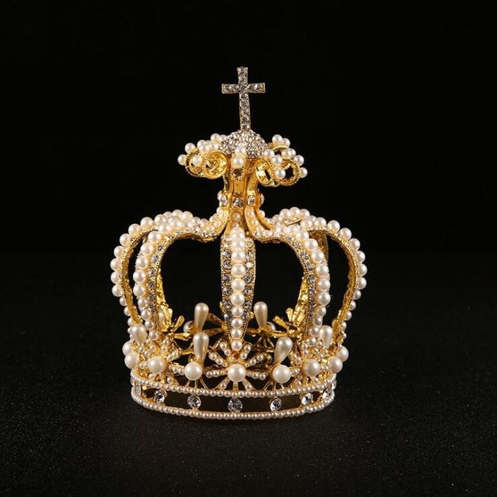 Bridal Hair Accessories Cross Baroque Styles Vantage Crystal Pearl Wedding Crown Alloy Bridal Tiara Baroque Queen Crowns