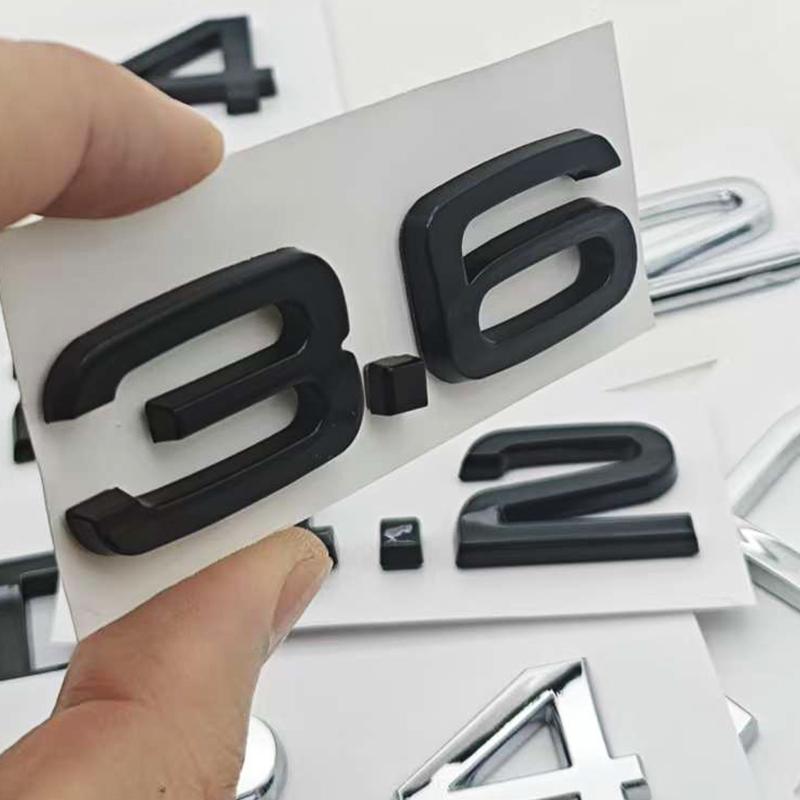 3D ABS Glossy Black 2.4 3.6 3.8 4.2 TDI Letter Emblem for Audi A3 A4 A5 A6 A7 A8 Q3 Q5 Q7 Q8 Rear Trunk Badge Sticker