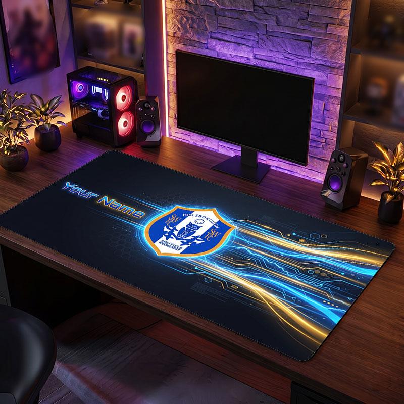 Sheffield Wednesday FC Custom Large Mouse Pad, Personalized Name Text Print, Football Logo Non‑Slip Desk Mat Gaming Gift