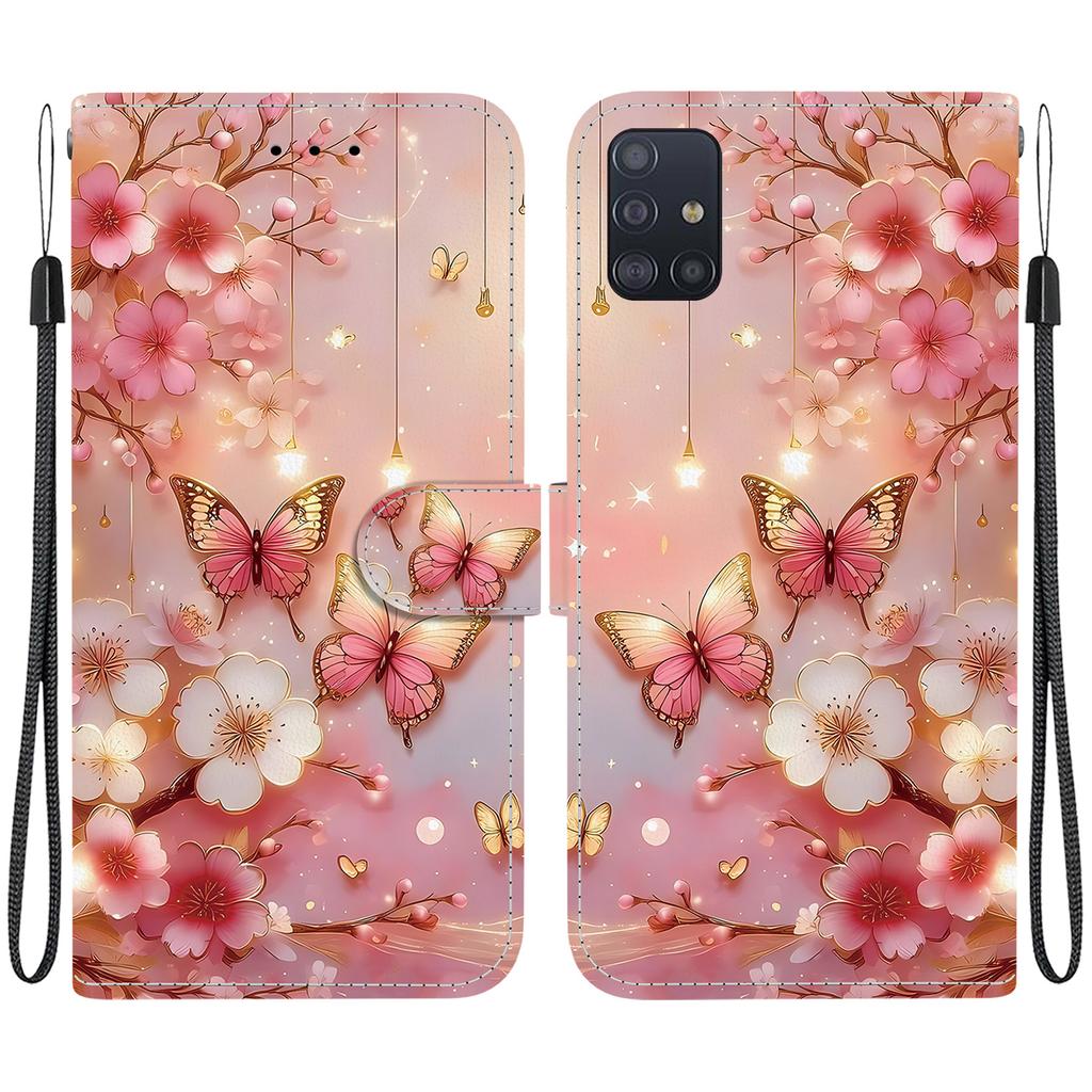 Чехол-книжка из искусственной кожи ручной работы для Samsung Galaxy A51 5G (SM-A516F/A516B)- Противоскользящий ударопрочный чехол с ремешком на запястье и дизайнами в виде сердец/роз и кошек