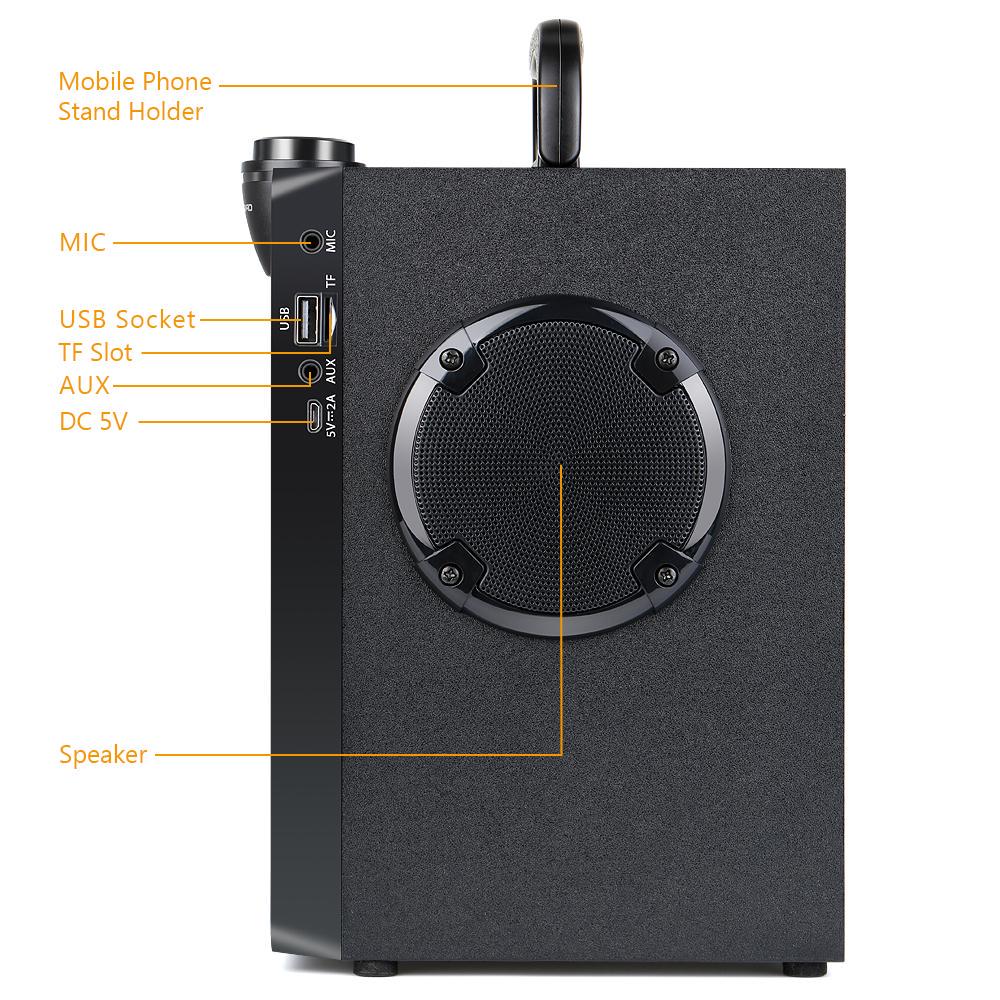 TOPROAD 20 Вт Bluetooth-динамик, портативный беспроводной стерео бас-сабвуфер, большие колонки для вечеринок, поддержка колонки, FM-радио, пульт дистанционного управления