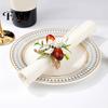 Forest Style Table Setting Artificial Rosemary Napkin Ring, Wooden Ring Holder with Faux Acorns Wood And Twine Rings Flowers, Autumn Rustic