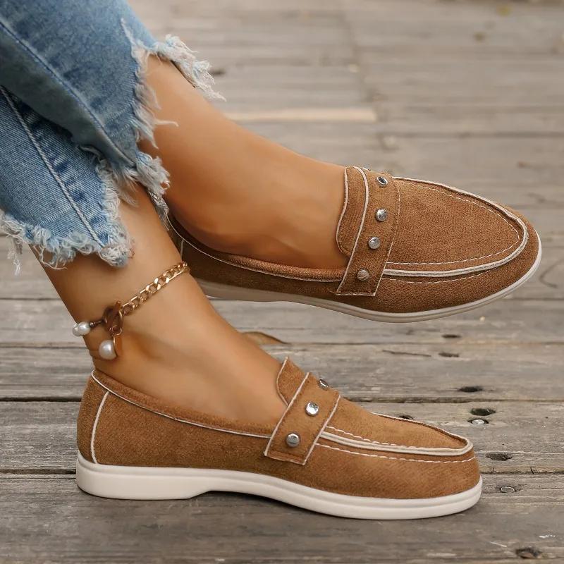 Повседневные и Универсальные Женские Лоферы 2024 Осень Легкие и Удобные Женские Туфли на Плоской Подошве Противоскользящие и Износостойкие Рабочие Туфли