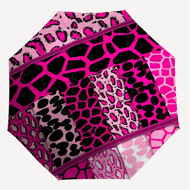 1PC Leopard Print Giraffe Print Umbrella-8-Rib Reinforced, Automatic Open, Lightweight & Durable, Cute Fashion Accessory for Outdoor-T379