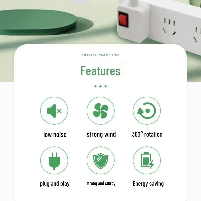 Three-Blade Ultra-Quiet Fan with Strong Wind, Stepless Adjustment, Three-Pin Plug—for Home, Kitchen, and Bedroom (Model SY55).