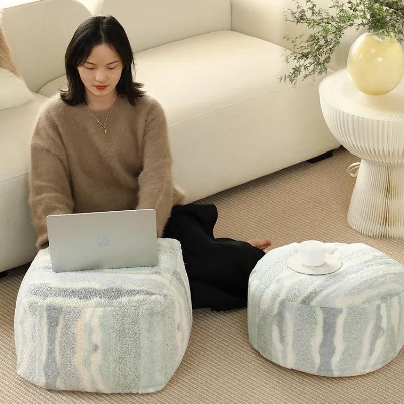 Nordic Fluffy Plush Pouf Cover Japanese Tatami Sofa Cushion Cover Unstuffed Floor Futon Meditation Cushion Cover No Fillings