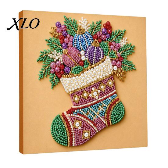Creative Hobby Kits for Adults Christmas Faux Pearl Art Kit, DIY Santa Tree Painting Handmade Craft 3D Holiday Wall Decor Kit Adults, Gift Festive