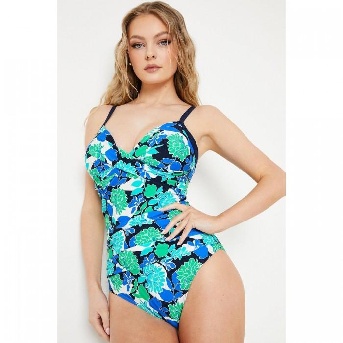 Великолепный цельный купальник для женщин/женщин с ярким цветением и контролем живота