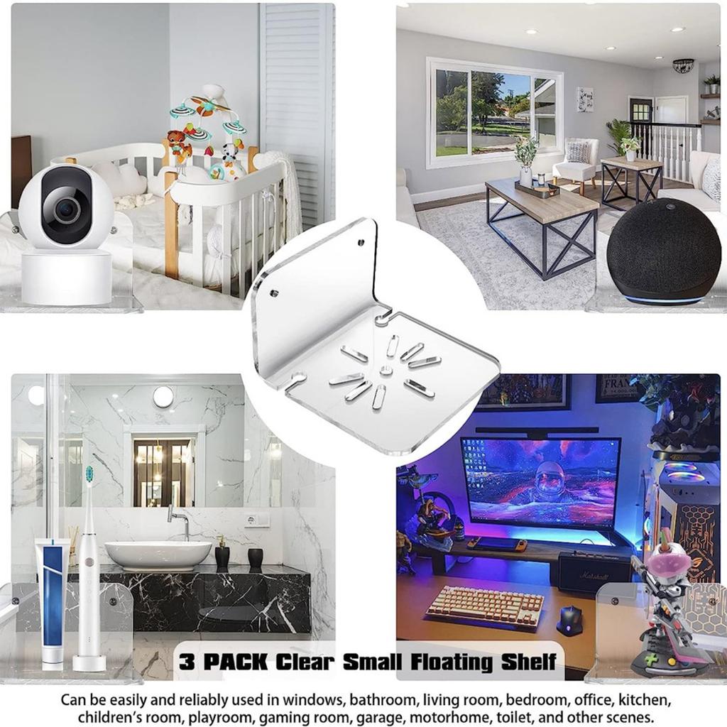 Современная акриловая настенная полка Функциональное акриловое настенное крепление для динамика Легкий монтаж Стильный дизайн с прозрачной наклейкой