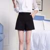 Women  Summer Casual Shorts High Waist A-line Shorts Loose Wide Leg Chiffon Shorts Chic Lady Black White Suit Shorts