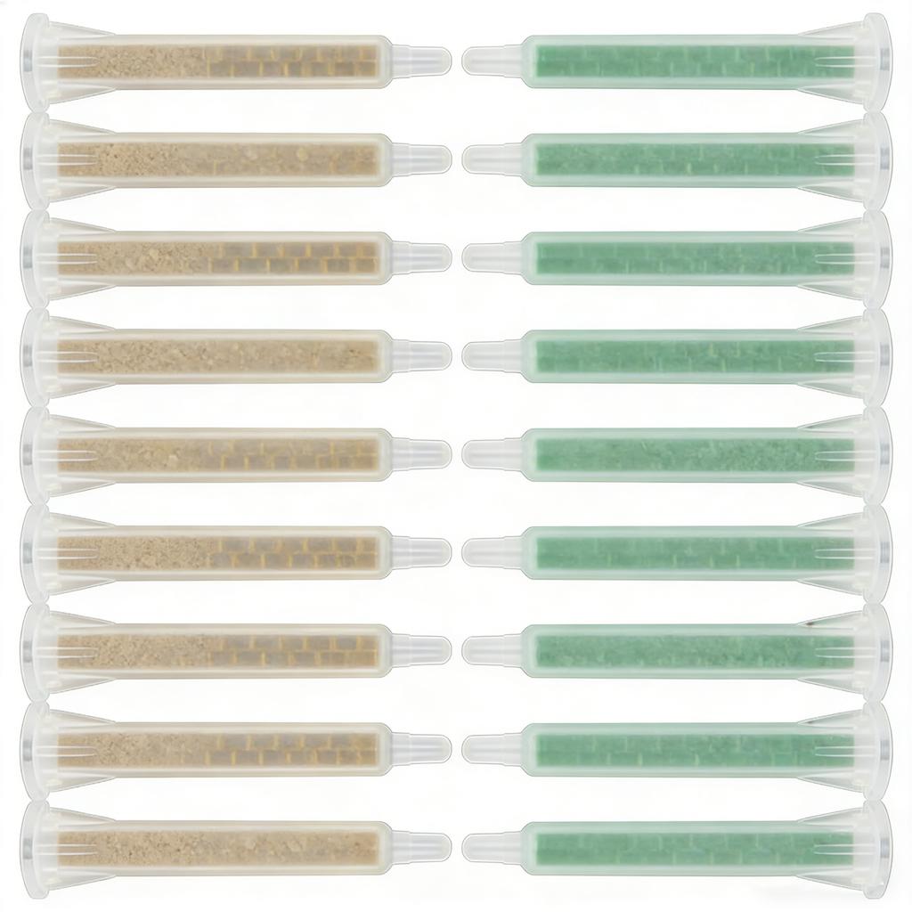100pcs KZ-F616L Green and Gold Type Bayonet Base Mixing Tube,AB Glue Two-component Static Mixer Nozzle for 50ml Glue Gun