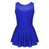 Gymnastics Leotard Dress Kids Girls Sleeveless Mesh Splice Figure Ice Skating Dress Dance Performance Costume Ballet Dancewear