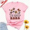 Custom MAMA TShirt for Mothers Day AllGender  Cotton Casual Top with Vintage Wildflower Print Thoughtful Gift for Mom