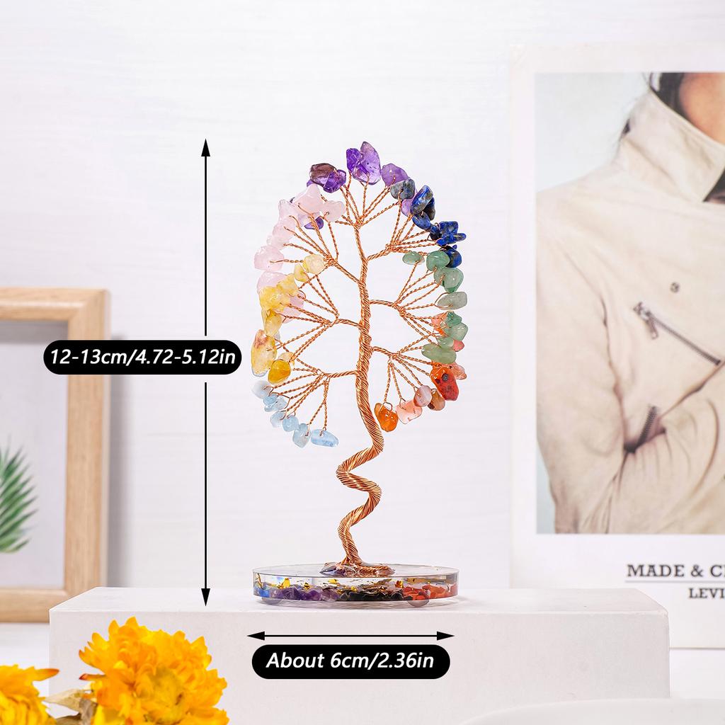 1 шт. Натуральные камни 7 чакр лечебные кристаллы камни дерево домашний офис стол гостиная фэн-шуй украшение для удачи