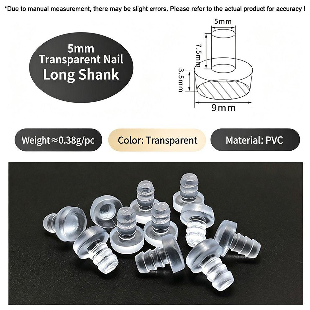 50Pcs M5/M5.8/M6 Glass Top Table Furniture Embedded Bumper with Stem Black/Transparent Rubber Grippers Table Spacers